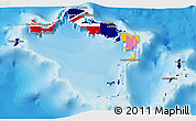 Flag 3D Map of Turks and Caicos Islands, physical outside, bathymetry sea