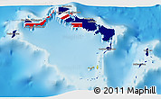 Flag 3D Map of Turks and Caicos Islands, physical outside, flag rotated