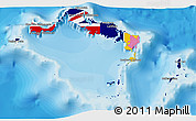 Flag 3D Map of Turks and Caicos Islands, political outside, flag centered
