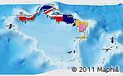 Flag 3D Map of Turks and Caicos Islands, satellite outside, bathymetry sea