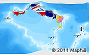 Flag 3D Map of Turks and Caicos Islands, single color outside, bathymetry sea, flag centered