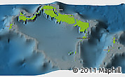 Physical 3D Map of Turks and Caicos Islands, darken
