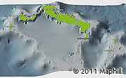 Physical 3D Map of Turks and Caicos Islands, darken, semi-desaturated