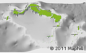 Physical 3D Map of Turks and Caicos Islands, desaturated