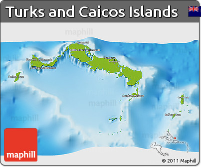 Physical 3D Map of Turks and Caicos Islands