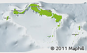 Physical 3D Map of Turks and Caicos Islands, lighten, semi-desaturated