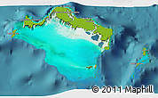 Physical 3D Map of Turks and Caicos Islands, single color outside, satellite sea