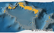Political 3D Map of Turks and Caicos Islands, darken