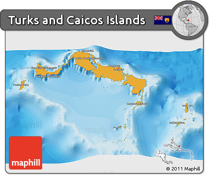 Political 3D Map of Turks and Caicos Islands