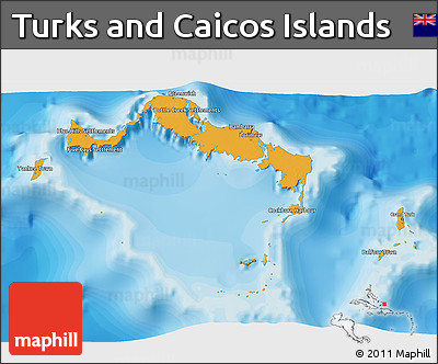 Political 3D Map of Turks and Caicos Islands