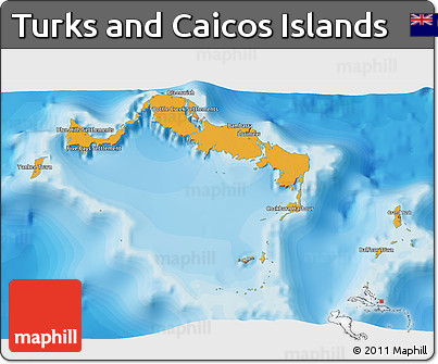 Political 3D Map of Turks and Caicos Islands