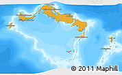 Political 3D Map of Turks and Caicos Islands, semi-desaturated, land only