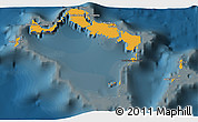 Political Shades 3D Map of Turks and Caicos Islands, darken