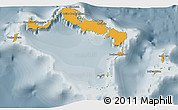 Political Shades 3D Map of Turks and Caicos Islands, semi-desaturated