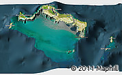 Satellite 3D Map of Turks and Caicos Islands, darken