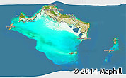 Satellite 3D Map of Turks and Caicos Islands, desaturated, land only