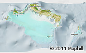 Satellite 3D Map of Turks and Caicos Islands, lighten