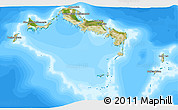 Satellite 3D Map of Turks and Caicos Islands, single color outside, bathymetry sea