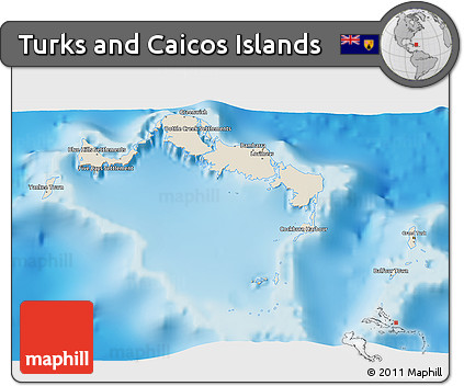 Shaded Relief 3D Map of Turks and Caicos Islands