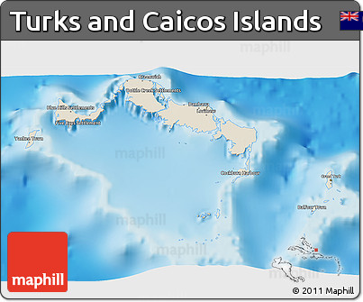 Shaded Relief 3D Map of Turks and Caicos Islands