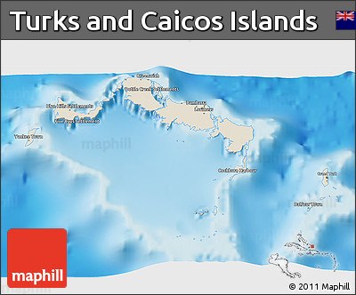 Shaded Relief 3D Map of Turks and Caicos Islands