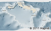 Shaded Relief 3D Map of Turks and Caicos Islands, semi-desaturated