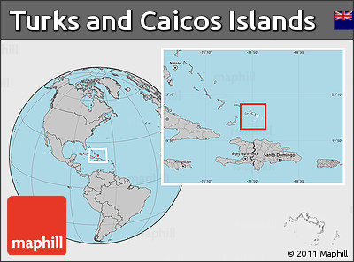 Blank Location Map of Turks and Caicos Islands, gray outside