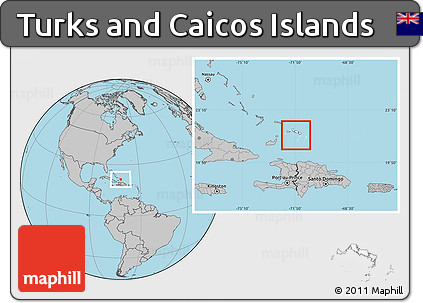 Blank Location Map of Turks and Caicos Islands, gray outside