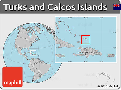 Blank Location Map of Turks and Caicos Islands, gray outside