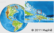 Blank Location Map of Turks and Caicos Islands, physical outside