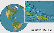 Flag Location Map of Turks and Caicos Islands, satellite outside