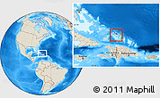 Flag Location Map of Turks and Caicos Islands, shaded relief outside
