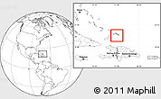 Gray Location Map of Turks and Caicos Islands, blank outside, hill shading inside