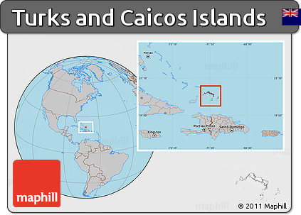 Gray Location Map of Turks and Caicos Islands