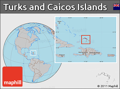 Gray Location Map of Turks and Caicos Islands