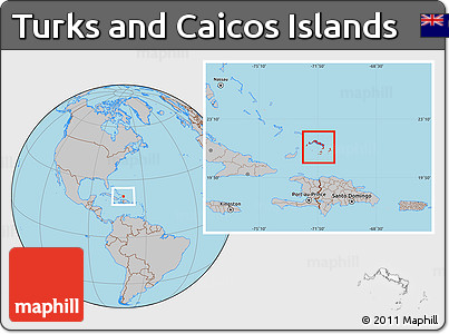 Gray Location Map of Turks and Caicos Islands