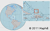 Gray Location Map of Turks and Caicos Islands, hill shading outside