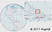 Gray Location Map of Turks and Caicos Islands, lighten, hill shading
