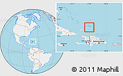 Gray Location Map of Turks and Caicos Islands, lighten, land only