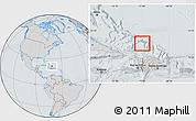 Gray Location Map of Turks and Caicos Islands, lighten, semi-desaturated, hill shading