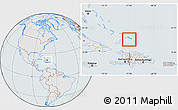 Gray Location Map of Turks and Caicos Islands, lighten, semi-desaturated