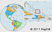 Gray Location Map of Turks and Caicos Islands, political outside, hill shading