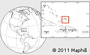 Physical Location Map of Turks and Caicos Islands, blank outside