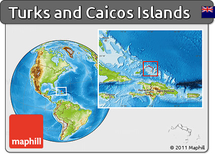 Physical Location Map of Turks and Caicos Islands
