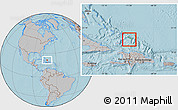 Physical Location Map of Turks and Caicos Islands, gray outside, hill shading