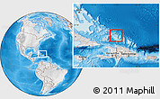 Physical Location Map of Turks and Caicos Islands, lighten, desaturated, land only