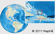 Physical Location Map of Turks and Caicos Islands, lighten, land only