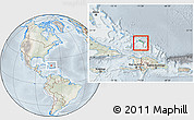 Physical Location Map of Turks and Caicos Islands, lighten, semi-desaturated