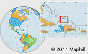 Physical Location Map of Turks and Caicos Islands, political outside