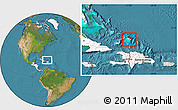 Satellite Location Map of Turks and Caicos Islands, highlighted continent